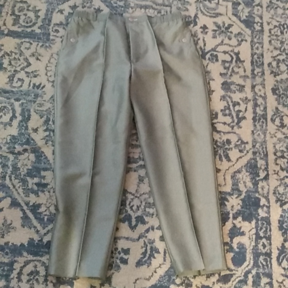 Sir Chun Vintage women's metallic gray crop slacks trouser 32